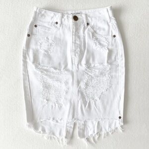 One Teaspoon Denim Skirt (White)